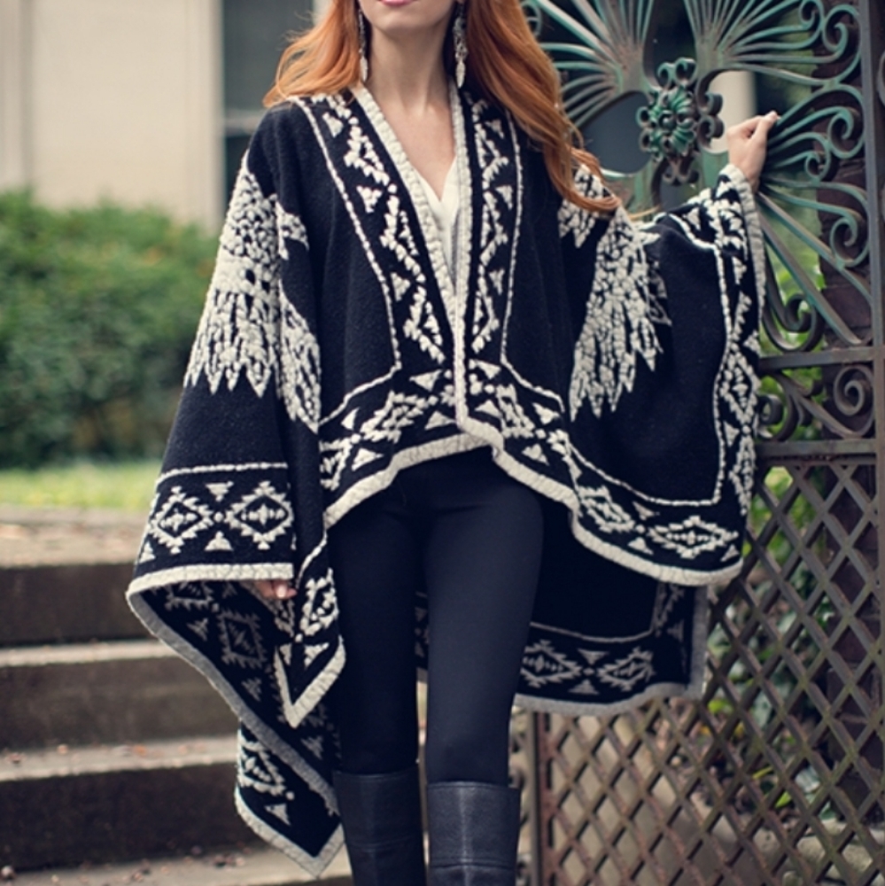 Ryan Michael Indian Headdress Shawl/wrap